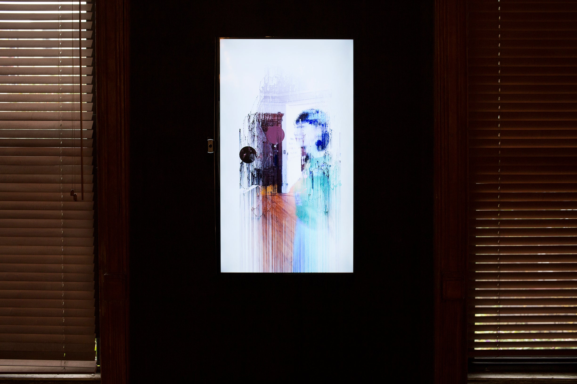 Image of verticle interactive video installation
