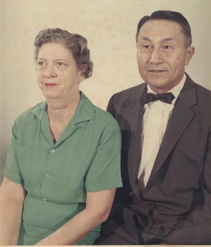 Portrait of Taro Kishi and his 2nd wife Elizabeth Carter