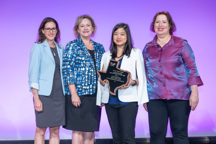 Christina Gola and Kim Welch, TLA Awards Committee; Christina Wai Grubitz; Gretchen Pruett, TLA President