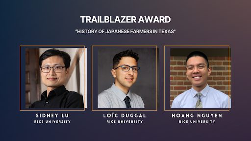 Headshots of Sidney Lu, Loic Duggal, and Hoang Nguyen
